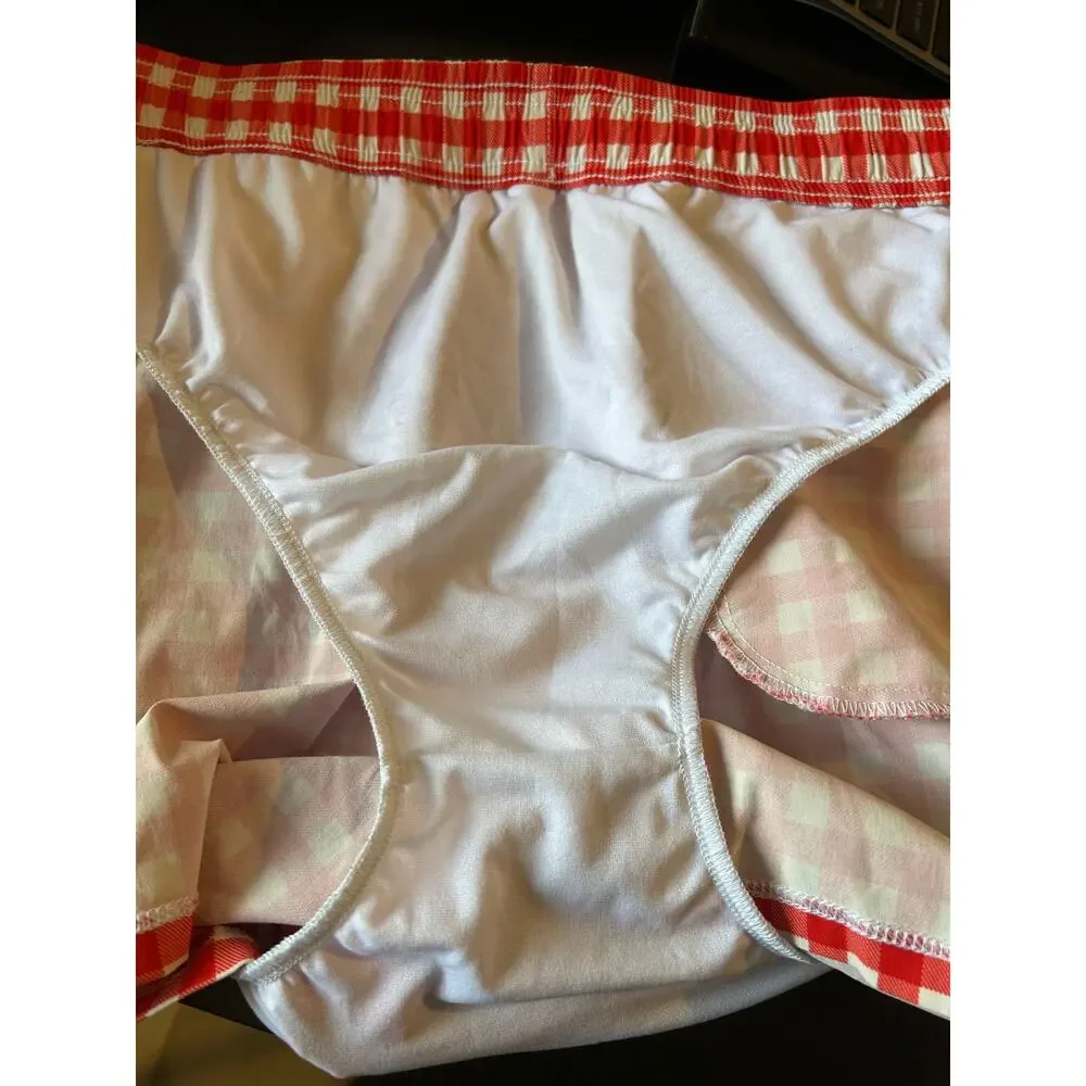 Hammies Gingham Cabana Red Trunk Short 36 Lined Swim Casual Retro Preppy Coastal
